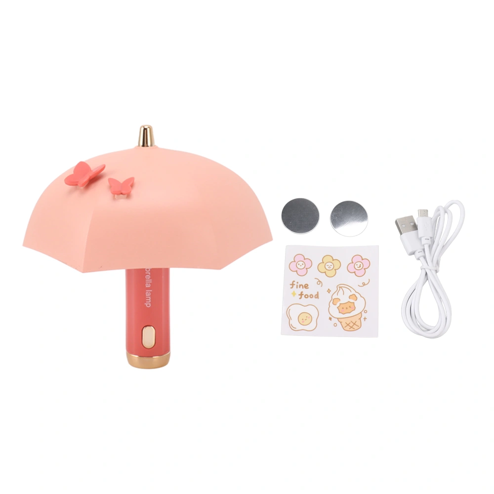 LED Bedside Lamp USB Rechargeable 3 Lighting Modes Umbrella Shape Night Light for Bedroom Study Pink