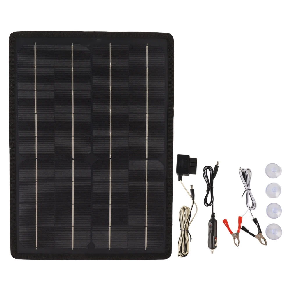 20W Solar Panel Outdoor Charging Sewing Strap Solar Battery Charger OBD Plug for Mobile Phone Tablet Car Battery