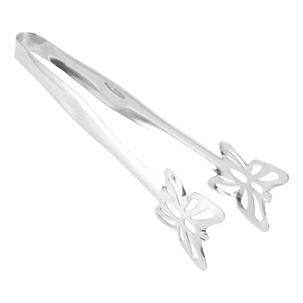 Stainless Steel Food Tongs Food Grade Safe Thickened Hollow Out Buffet Serving Tongs for Kitchen Buffet BBQ Party Butterfly Tongs Silver