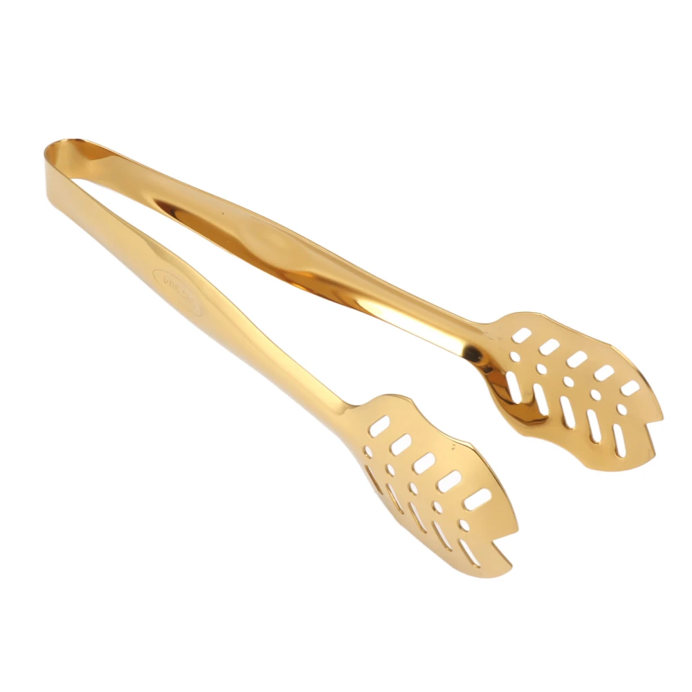 Stainless Steel Food Tongs Food Grade Safe Thickened Hollow Out Buffet Serving Tongs for Kitchen Buffet BBQ Party Regular Tongs Gold