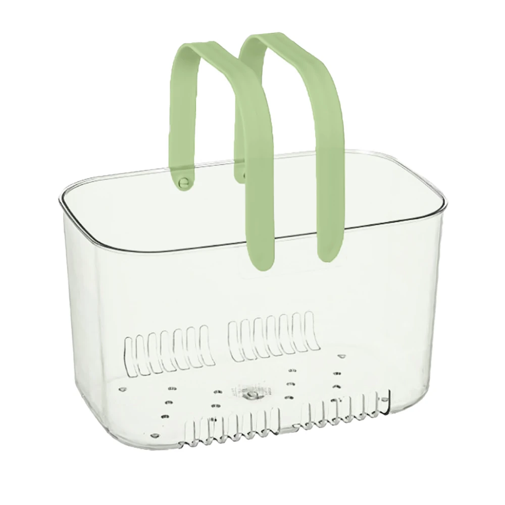 Clear Hand Basket Comfortable Handle Ventilation Holes Easy Access Versatile Fruit Storage Basket for Camping Green