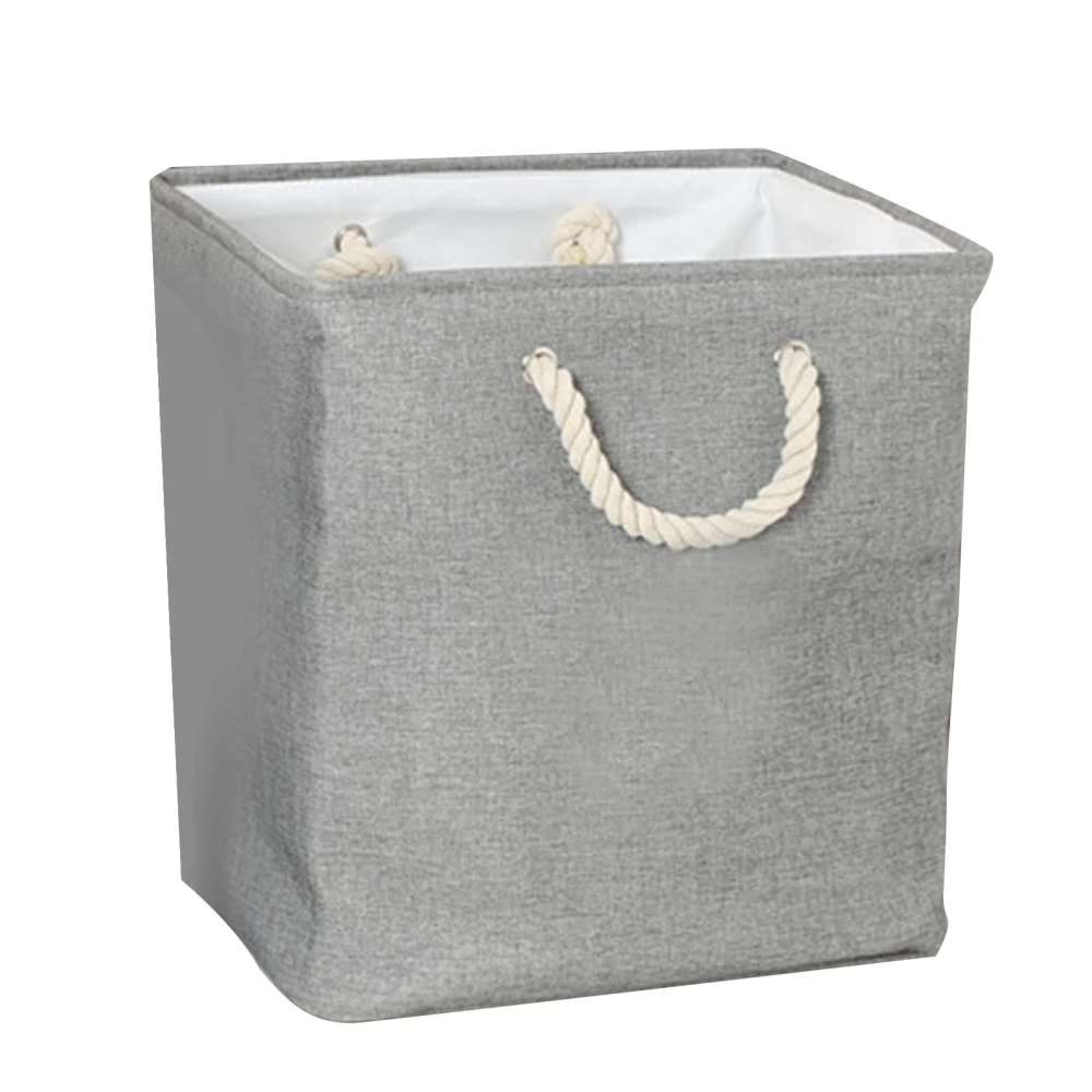 Fabric Storage Hamper EVA Hard Foldable Cotton Cloth Laundry Basket with Handle for Toy Snack Storage Grey