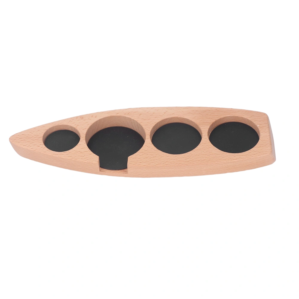 Coffee Tamper Holder Boat Shape 4 Slots Anti Slip Stable Wooden Coffee Tamping Station 58mm/2.3in