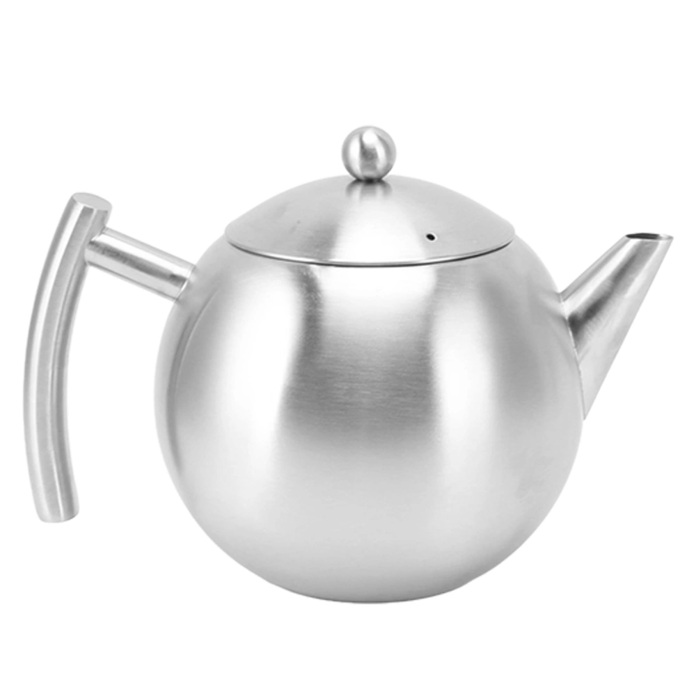 Portable Tea Pot with Filter Screen Stainless Steel Spherical Coffee Kettle for Home Brewing 1.5L