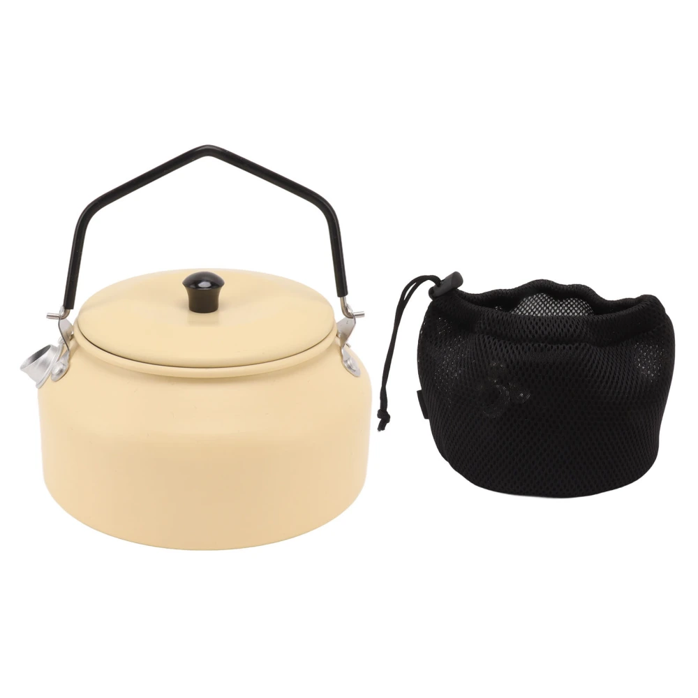 0.9L Camping Kettle Multipurpose Food Grade Aluminium Alloy Portable Tea Kettle for Camping Picnic Outdoor Hiking Khaki