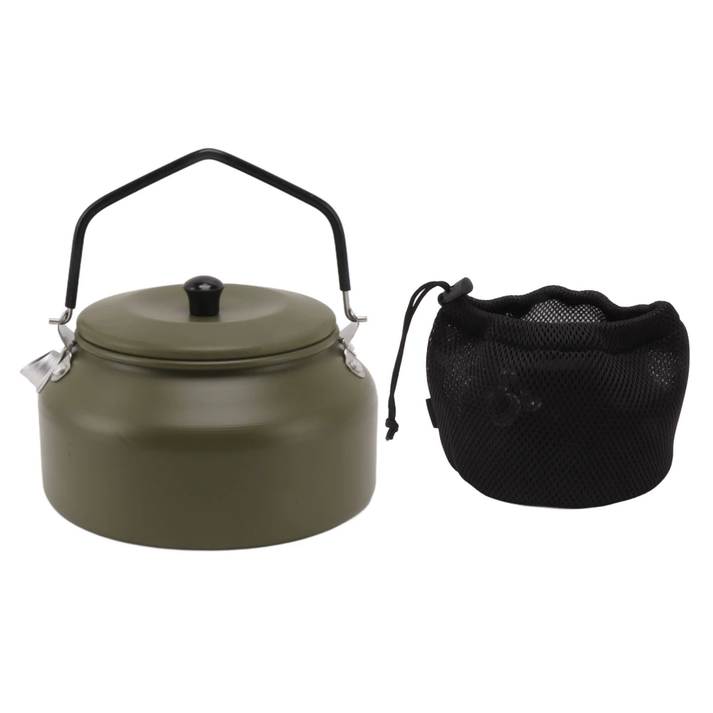 0.9L Camping Kettle Multipurpose Food Grade Aluminium Alloy Portable Tea Kettle for Camping Picnic Outdoor Hiking OD Green