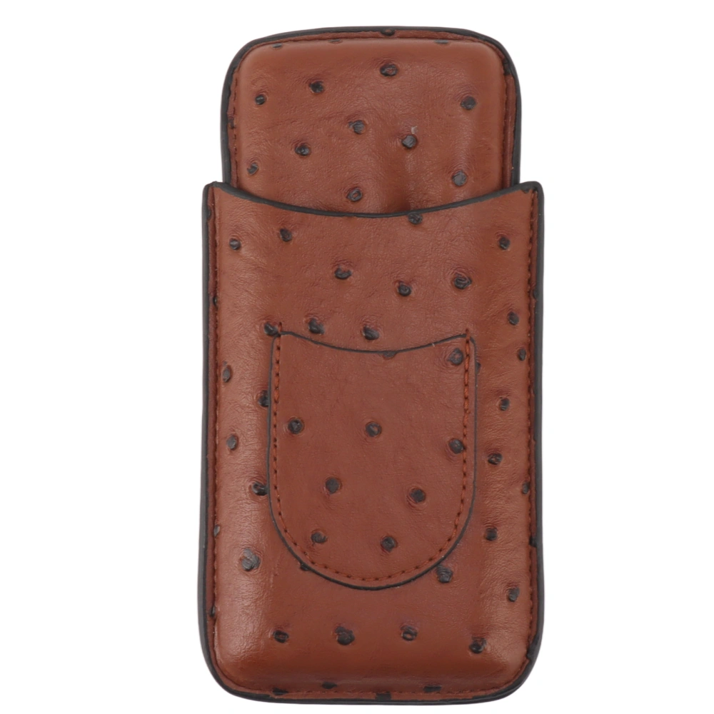 Cigar Case Holder Artificial Leather Brown 3 Finger Cigar Carrying Travel Case Portable for Travel Anniversary Gifts