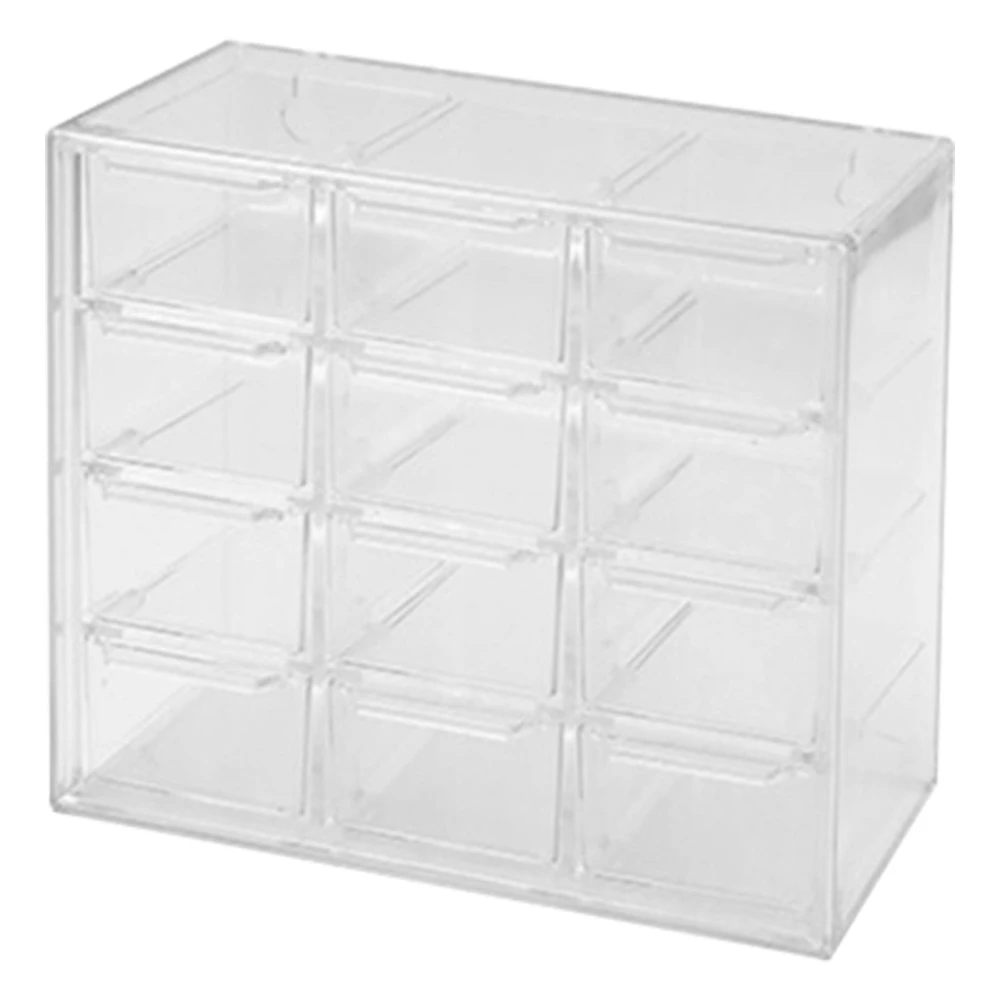 Grid Storage Box Dustproof Transparent Plastic Container Organizer for Jewelry Necklace DIY Art Craft 12 Compartments