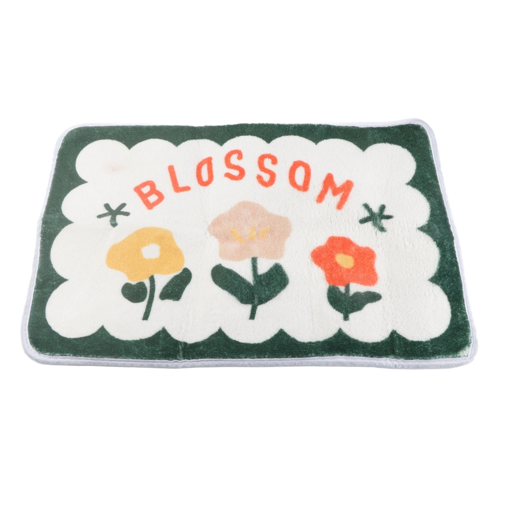 Bath Mat Cute Cartoon Soft Slip Resistance Highly Absorbent Bath Rug for Bathroom Bedroom Kitchen Three Small Flowers