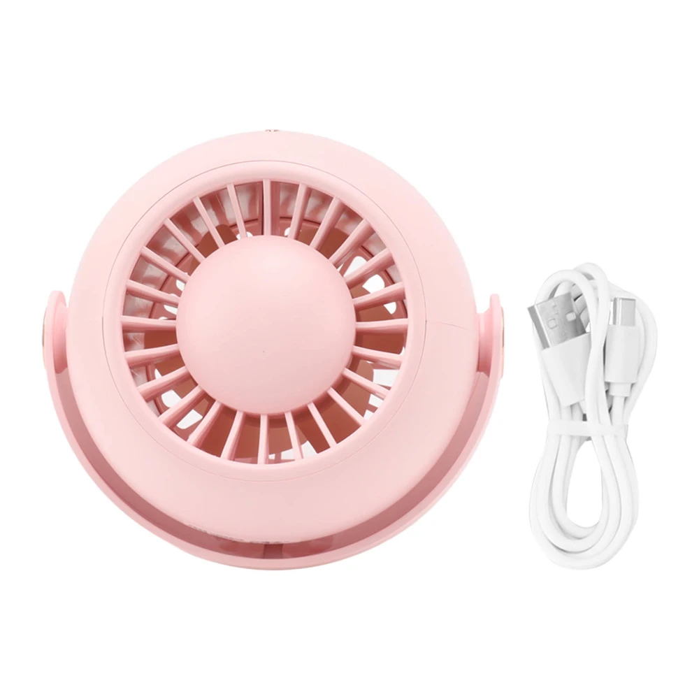 Portable Desktop Fan USB Charging 3 Speeds Wind Adjustable 180 Degree Rotation Quiet Operation Mini Fan Pink