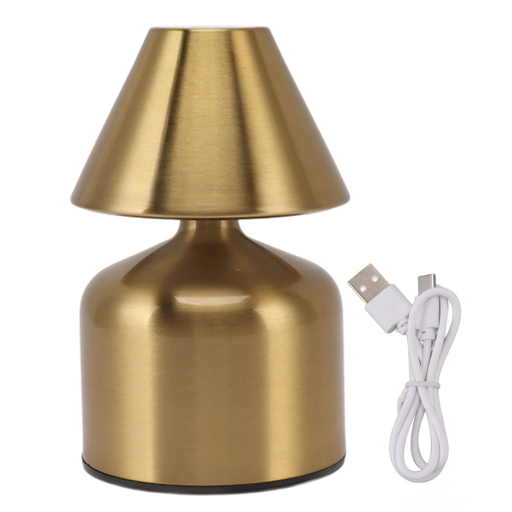 3W Stepless Dimming Touch Table Desktop Lamp 1800mAh Cordless 3 Color Rechargeable Bedside Desk Light for Bar Gold