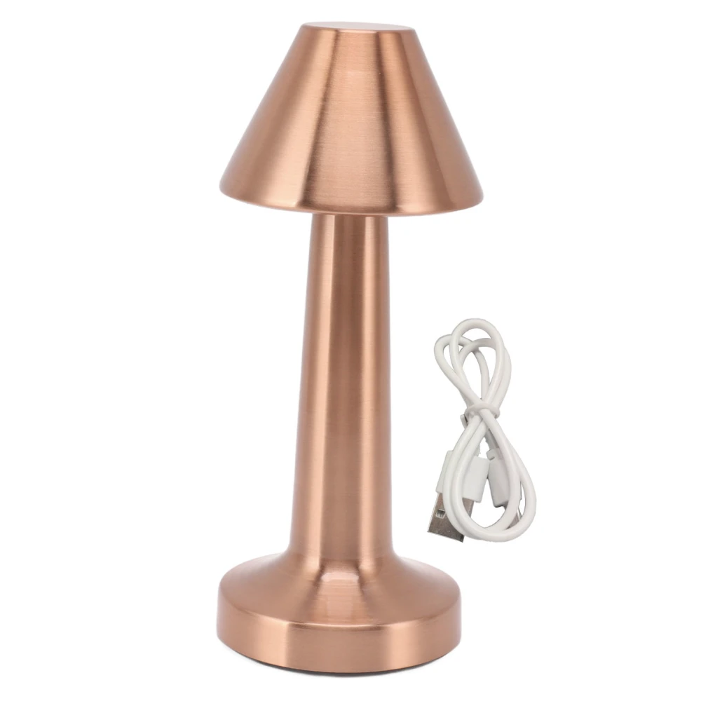 LED Table Lamp 3W 3 Colors Stepless Dimming USB Rechargeable Cordless LED Bedside Light Rose Gold