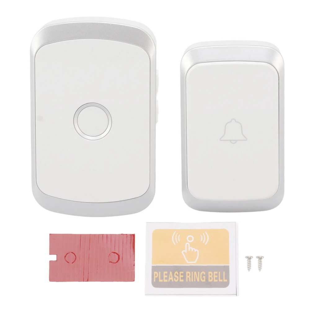 Wireless Doorbell with 36 Chimes 4 Volume Level LED Flashing Doorbell Kit for Home EU Plug 220V Silver