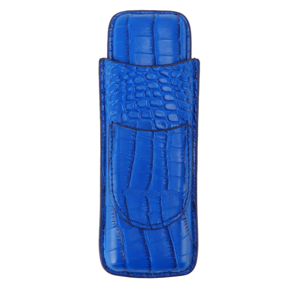 Cigar Case Holder Soft Leather Portable Wear Resistant Vintage Cigar Humidor for Birthday Blue