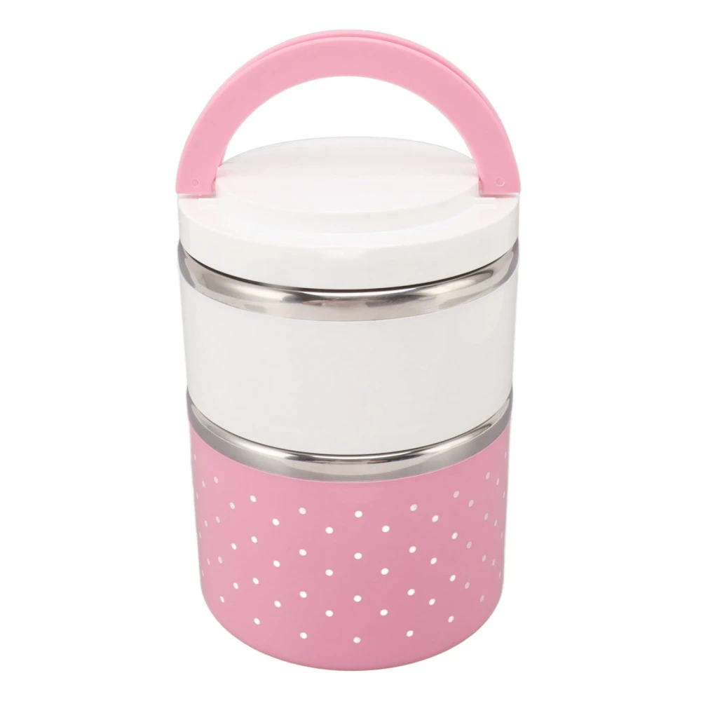 Bento Lunch Box Stainless Steel Lightweight PP Housing Double Layer Anti Leakage Food Lunch Container for Student Pink