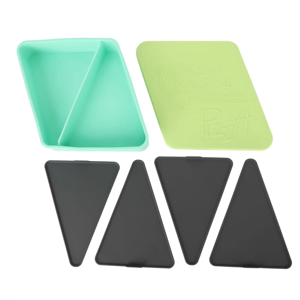 Silicone Pizza Pack Box Square Shape Heatable Resuable Pizza Storage Container for Picnics Light Green with Green Lid