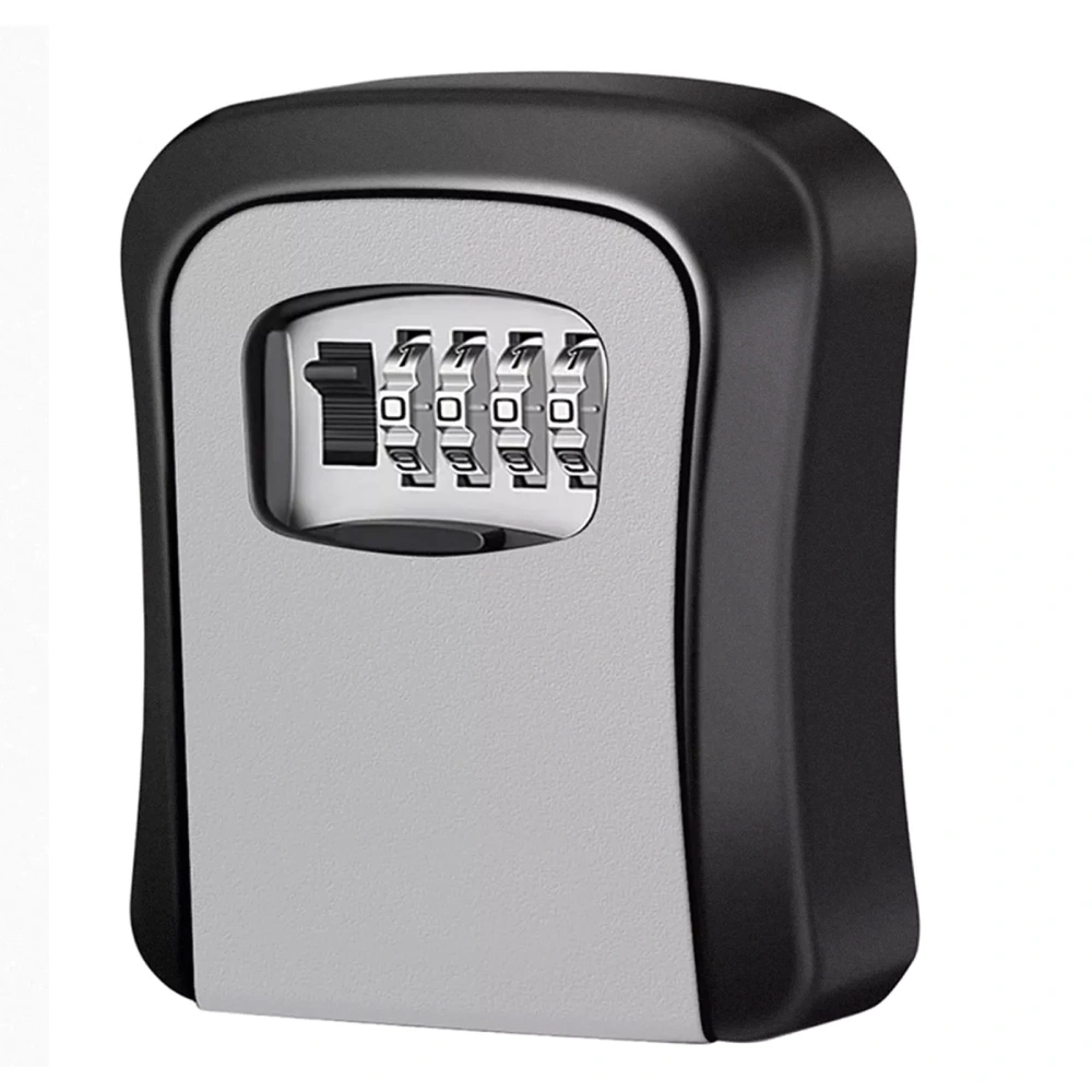 Key Lock Box Portable Wall Mounted 4 Digit Combination Key Safe Storage Lock Box for Outside Grey