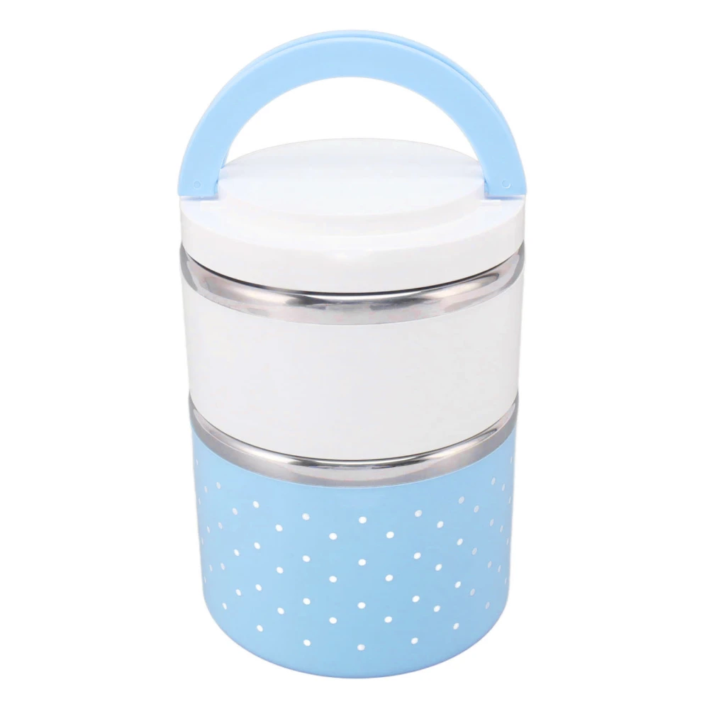 Bento Lunch Box Stainless Steel Lightweight PP Housing Double Layer Anti Leakage Food Lunch Container for Student Blue