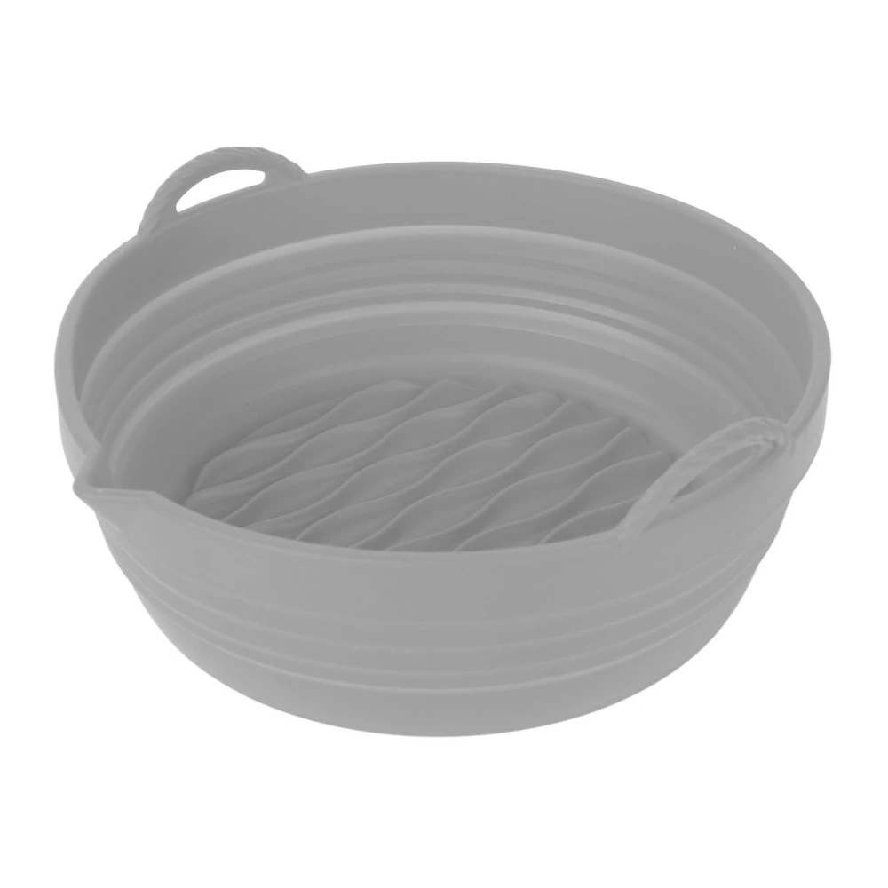 Fryer Silicone Liner Foldable Round Wavy Stripe Heat Resistant Reusable Fryer Pot for Fryer Accessory Grey