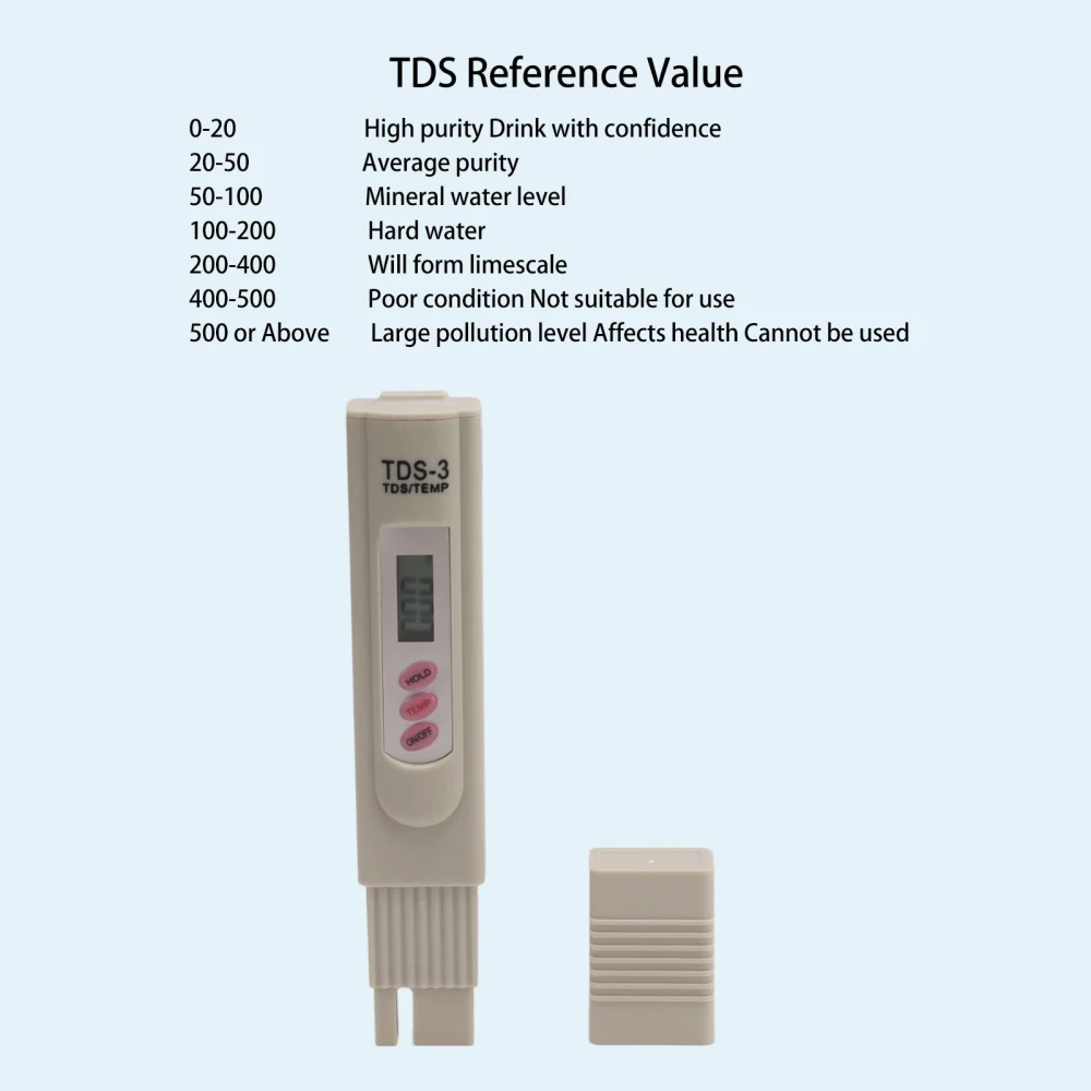 Portable Gray Water Quality Tester Meter 3 Button Digital Display Water Quality TDS Test Pen for Aquarium