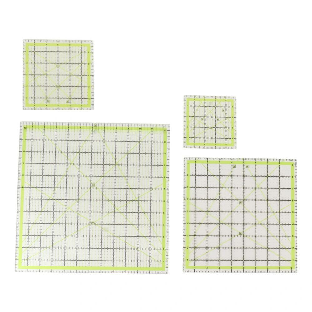 4pcs Acrylic Quilting Ruler Quadrate Grid Lines Double Color Clear Ironing Ruler for Cutting Fabric for Measurements