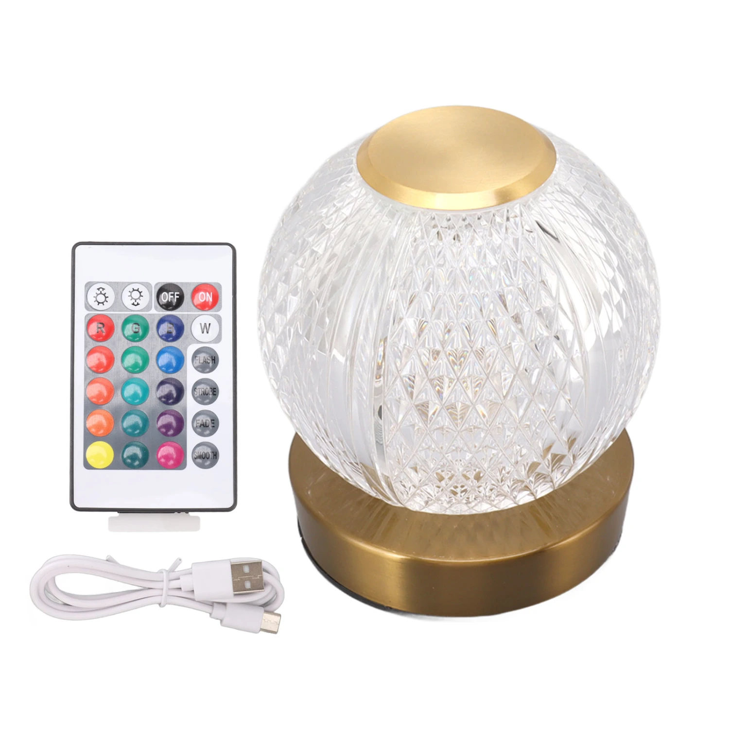 16 Colors Romantic Table Lamp with Remote Control Spherical USB Charging Desk Acrylic Light for Bedroom Party