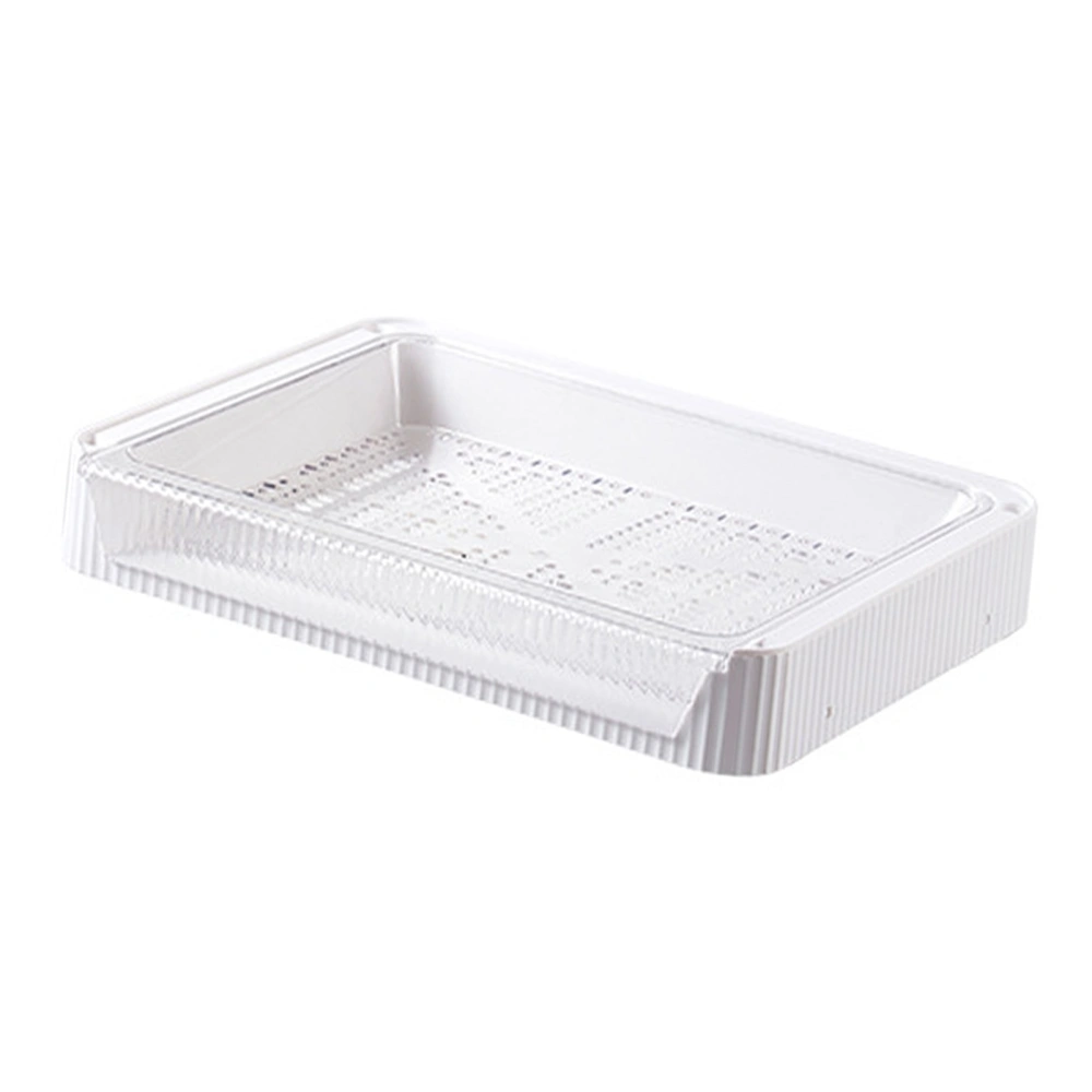 Food Preparation Plate Stackable Foldable Double Layer Hollow Drainage Hot Pot Serving Tray for Kitchen L