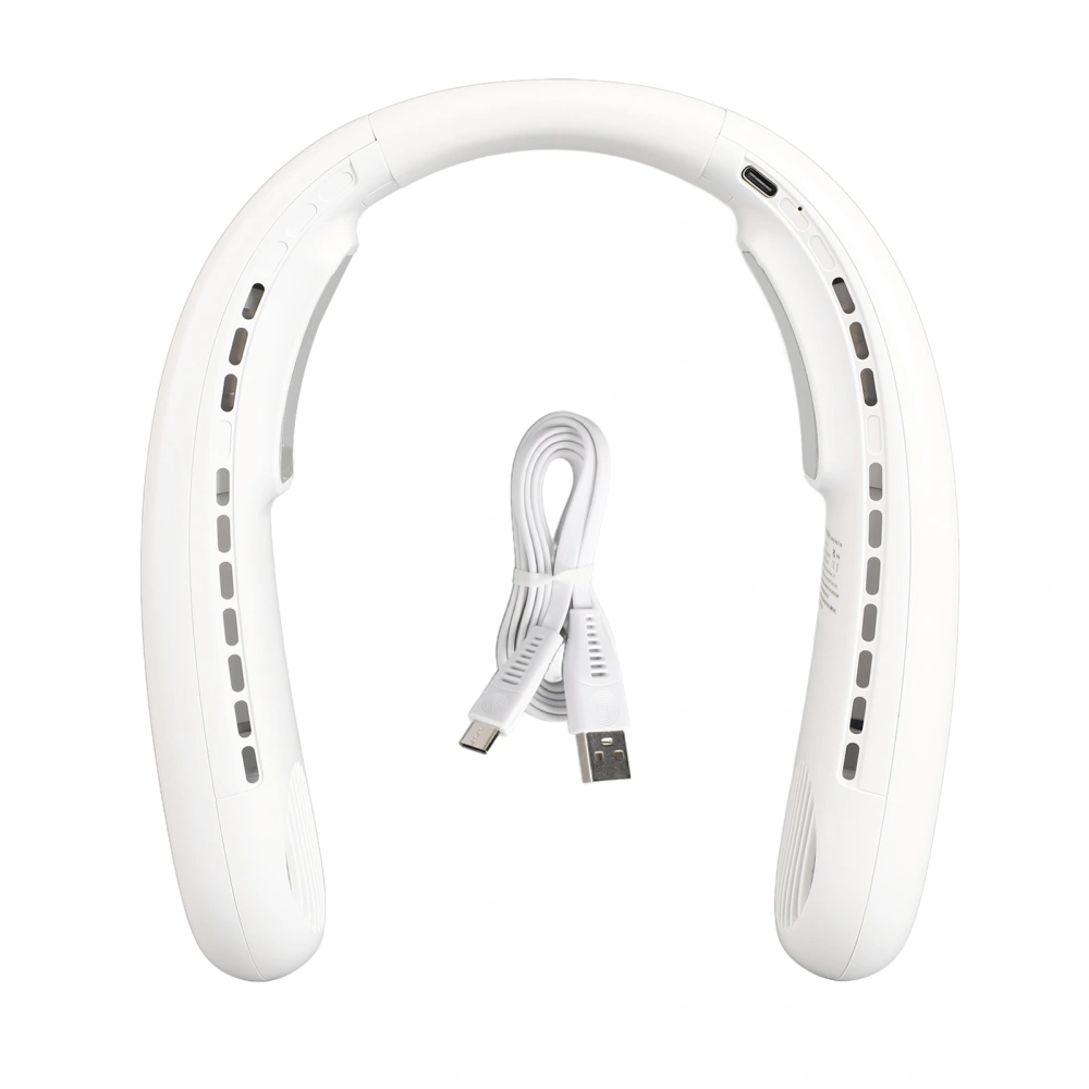 Hanging Neck Fans Portable Semiconductor Dual Cooling 3 Wind Speed Adjustable Mini USB Charging Neck Cooling Fan White