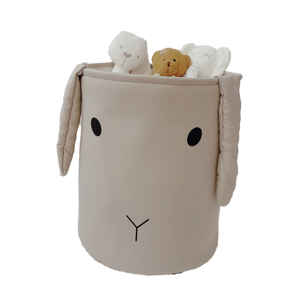 Fabric Storage Basket Collapsible Waterproof Cartoon Canvas Toy Organizer Laundry Basket for Playroom Bedroom Gray Rabbit Three Layers Thickened 35x40cm / 13.8x15.7in