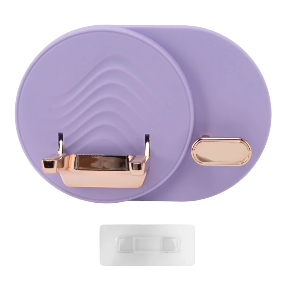 Hair Dryer Shelf Wall Mounted Space Saving Punching Free Cable Storage Blow Dryer Holder for Bathroom Purple