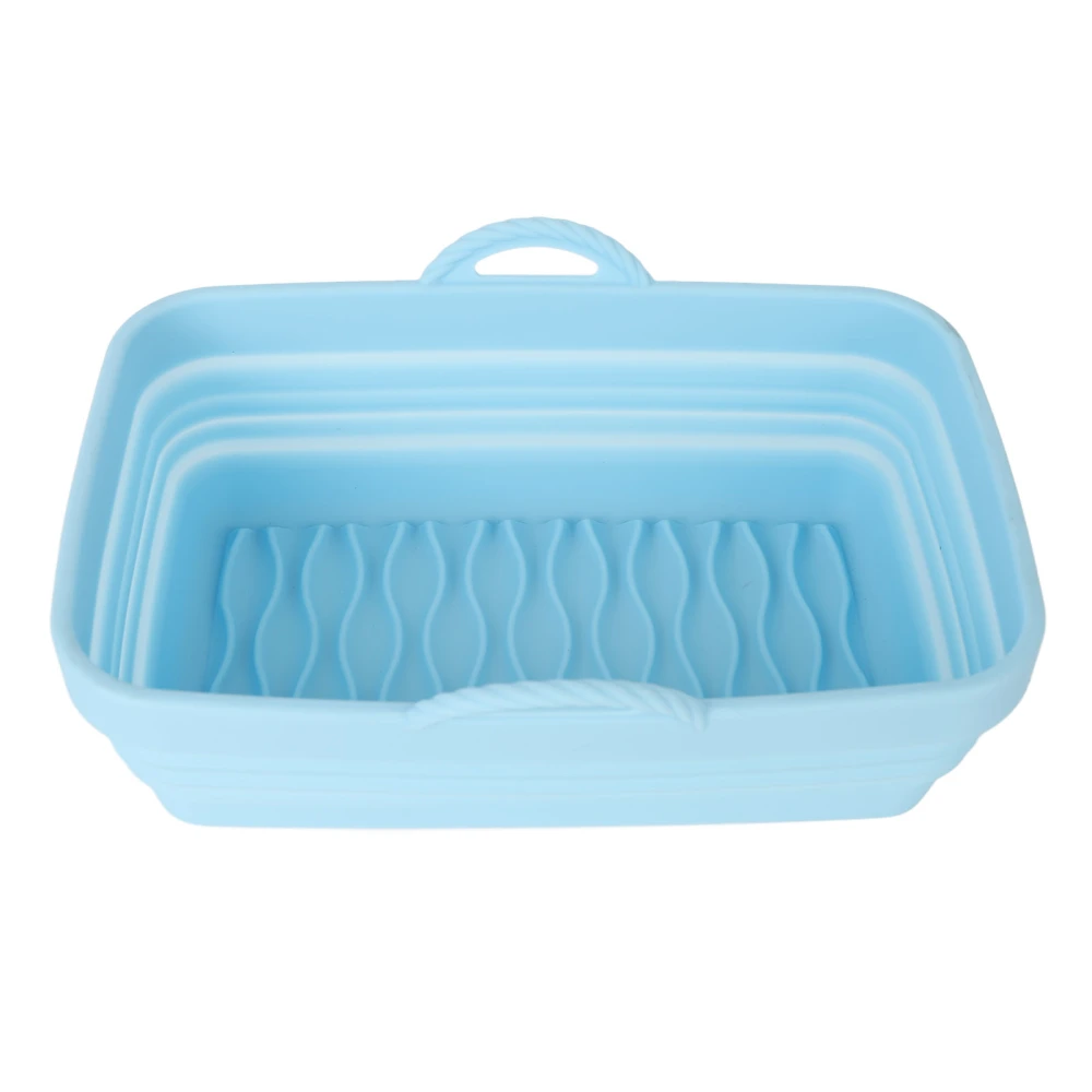 Foldable Silicone Fryer Liner Rectangle Silicone Fryer Basket with Handles for Family Baking Camping Barbecue Blue