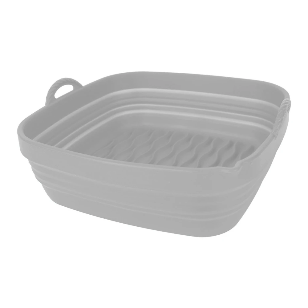 Reusable Fryer Liners Wave Grain Square Fryer Silicone Basket for Home Baking Camping Barbecuing Grey