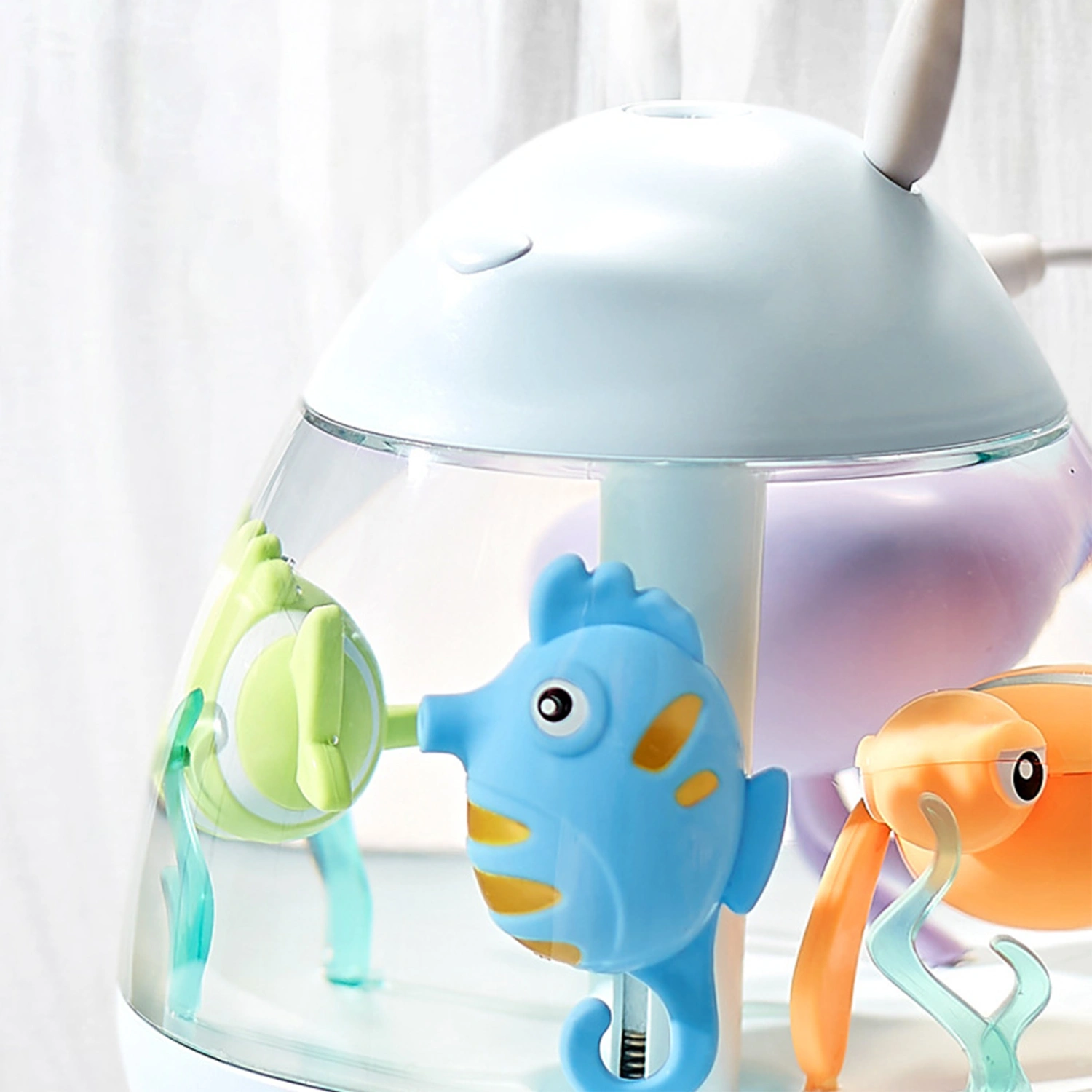 Desk Humidifier Silent USB Powered Decorative Marine Animals Design Small Humidifier for Bedroom Office Blue One Size