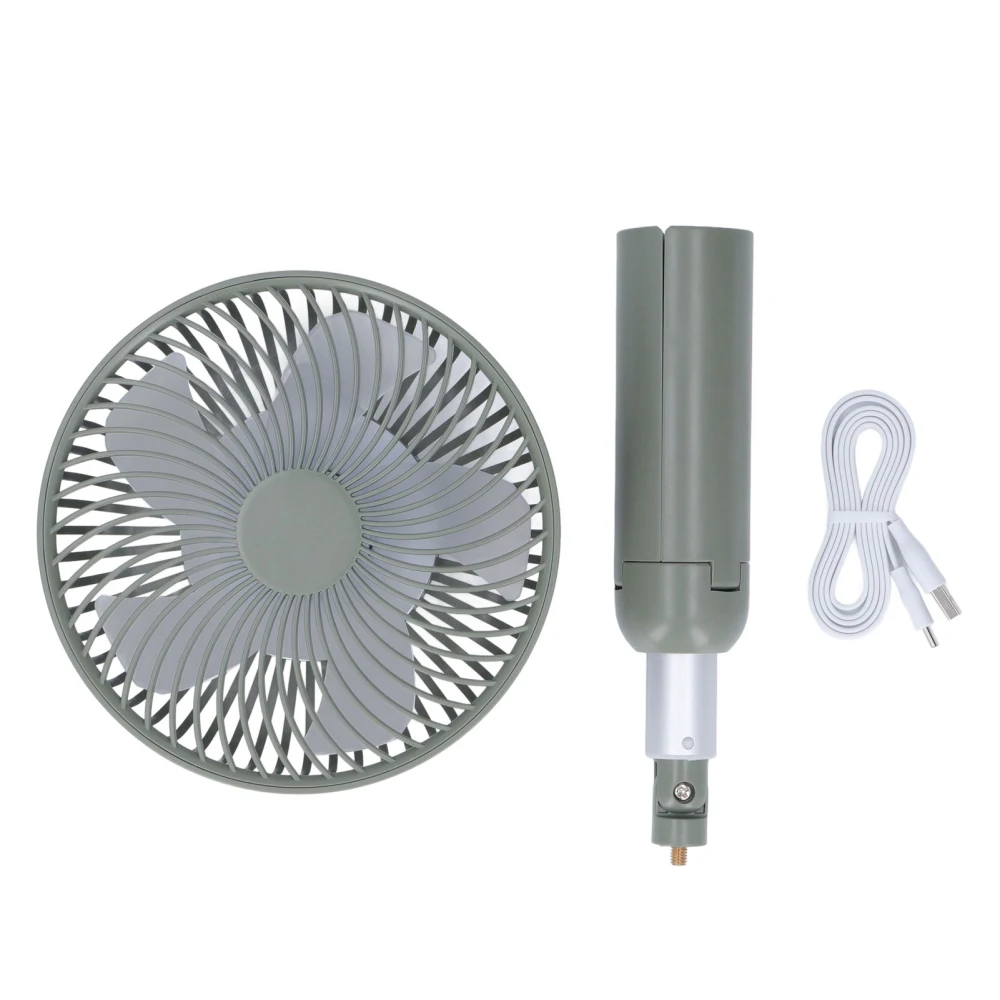 Desk Fan with Telescopic Support USB Rechargeable Portable Handheld Standing Fan for Office Outdoor Green