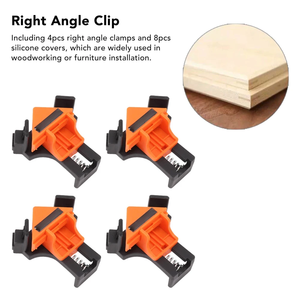 4PCS Right Angle Clip Spring Load 90 Degree Corner Clamp for Woodworking Punching Installation