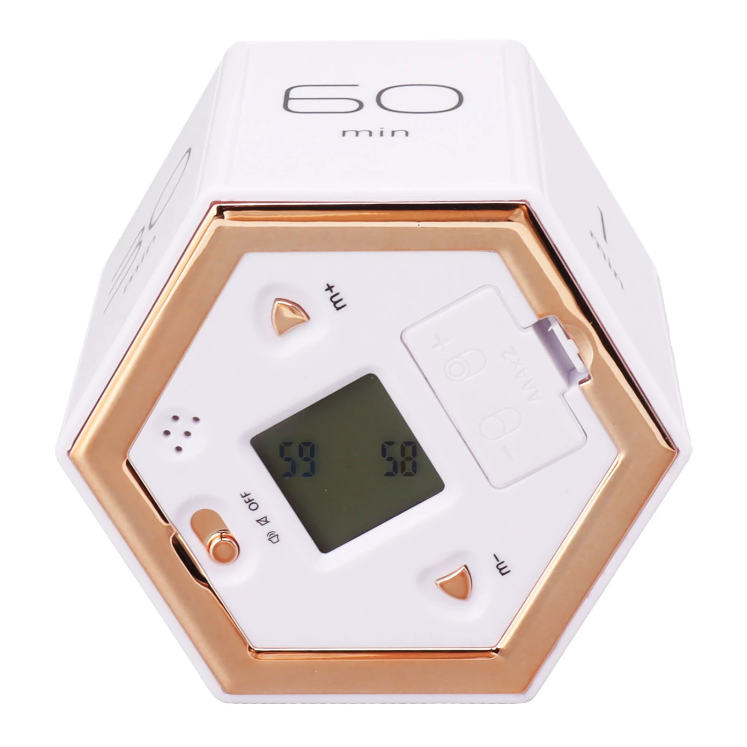 Hex Flip Timer with Mute Alarm Function Magnetic Time Management Cube Timer with LCD Screen for Cooking Studying Working White