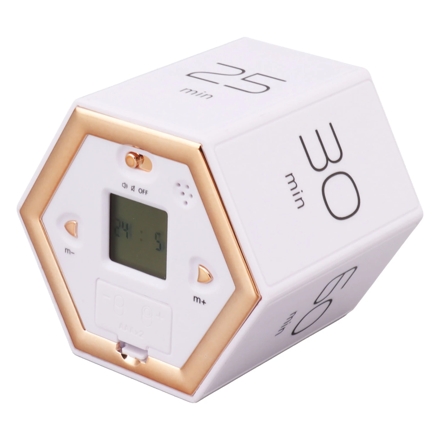 Hex Flip Timer with Mute Alarm Function Magnetic Time Management Cube Timer with LCD Screen for Cooking Studying Working White