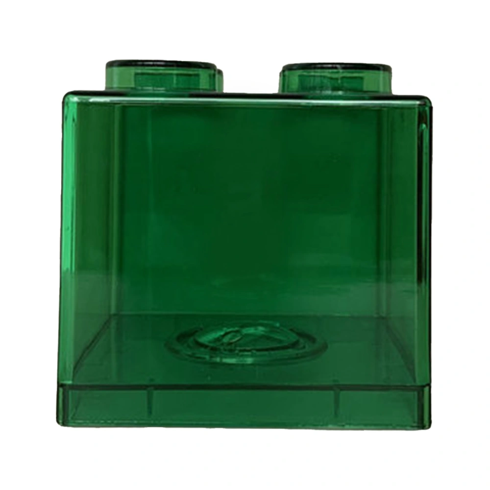 Clear Money Saving Bank Building Block Design Rectangular Transparent Coin Saving Box for Kids Boys Girls Green 8.9x8.9x9.2cm / 3.5x3.5x3.6in