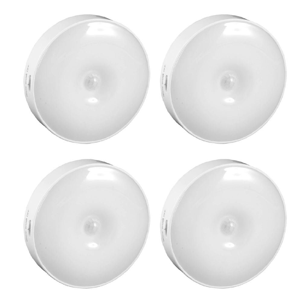 4Pcs Motion Sensor Night Light Rechargeable LED Lamp Auto On Off Warm White Lighting for Home