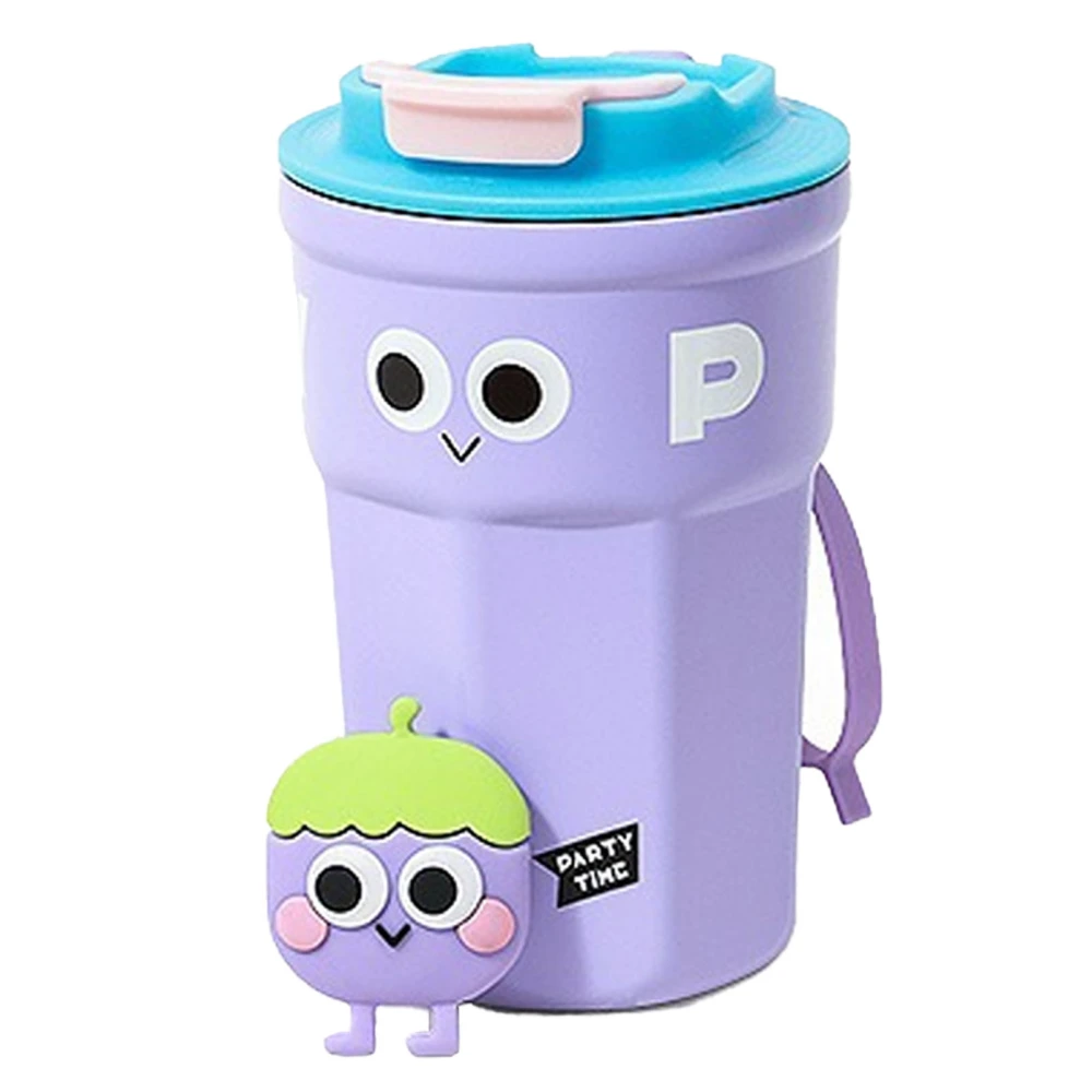 Travel Coffee Mug Cute Appearance Stainless Steel Insulated Coffee Cup with Lid for Office Purple 400ml