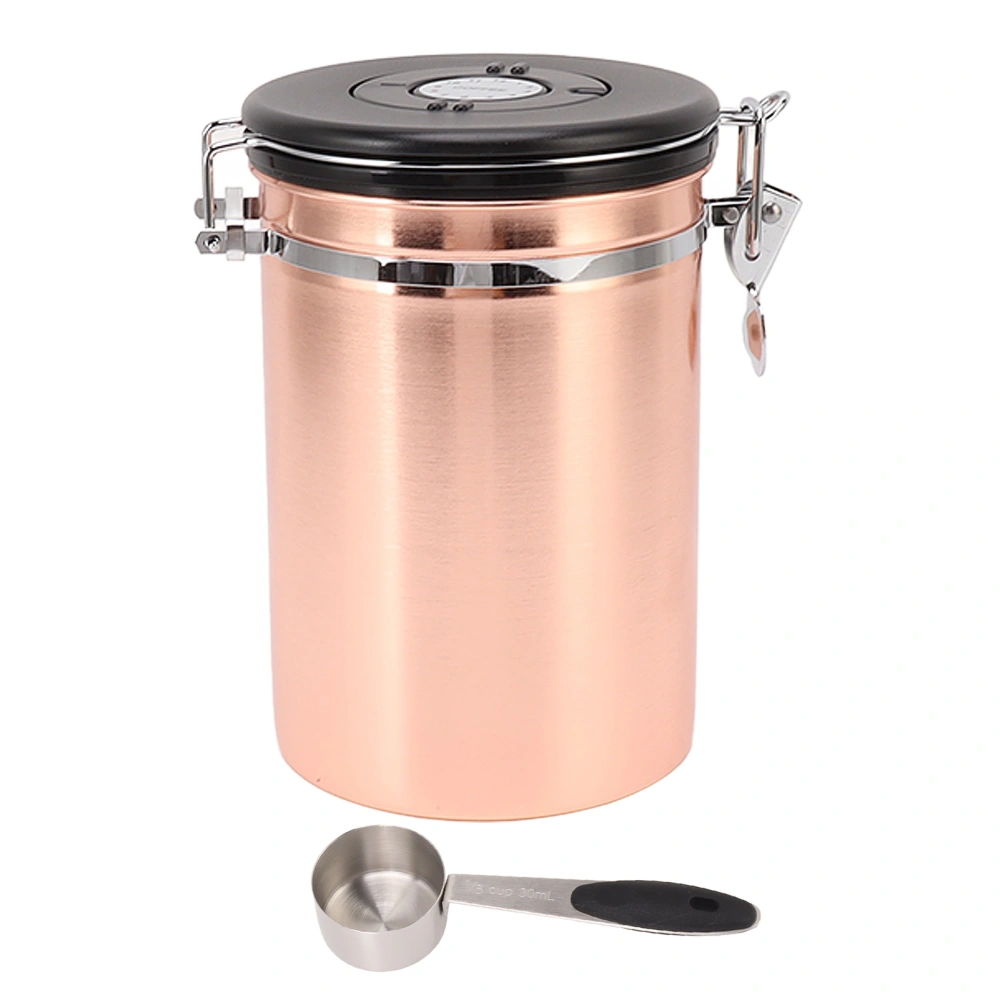 304 Stainless Steel Coffee Canister with Spoon Airtight Storage Tank for Dry Fruit Tea and Miscellaneous Grain 1.8L