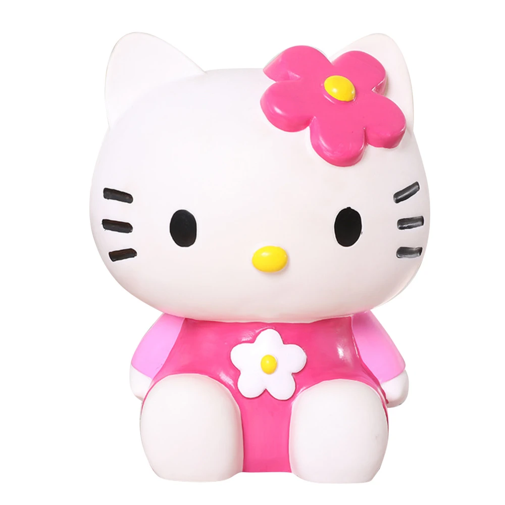 Piggy Bank for Girls Enamel Cute Cat Cartoon Decorative Coins Bank for Birthday Gift Rose Red