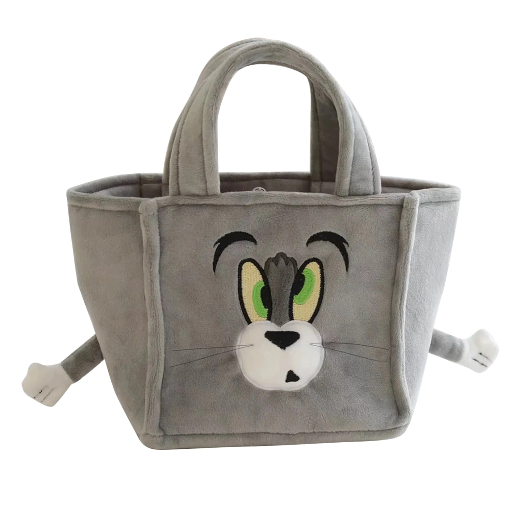 Portable Lunch Bag Meal Box Storage Bag for Children and Students Cartoon Plush Animal Shape Cat Free Size