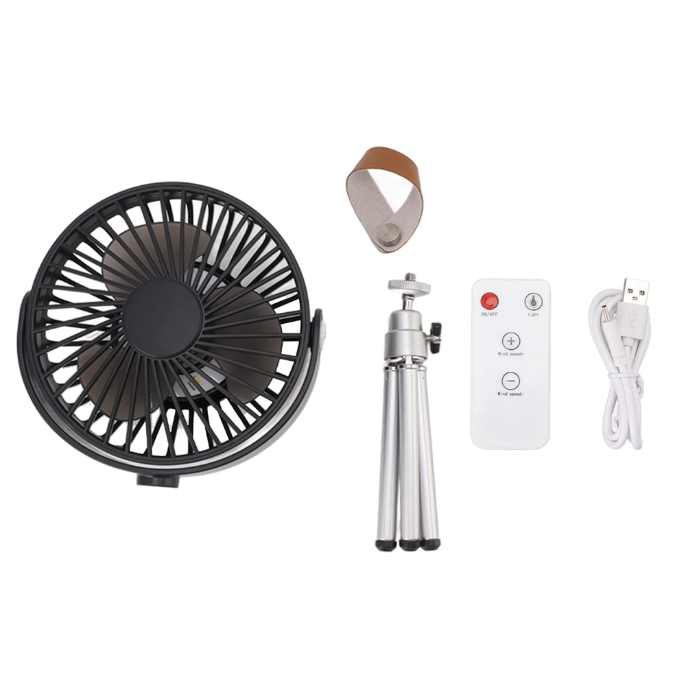 Camping Fan Portable Mute 3 Speeds USB Table Fan with Remote Control Tripod Night Light for Outdoor Camping Desk Home