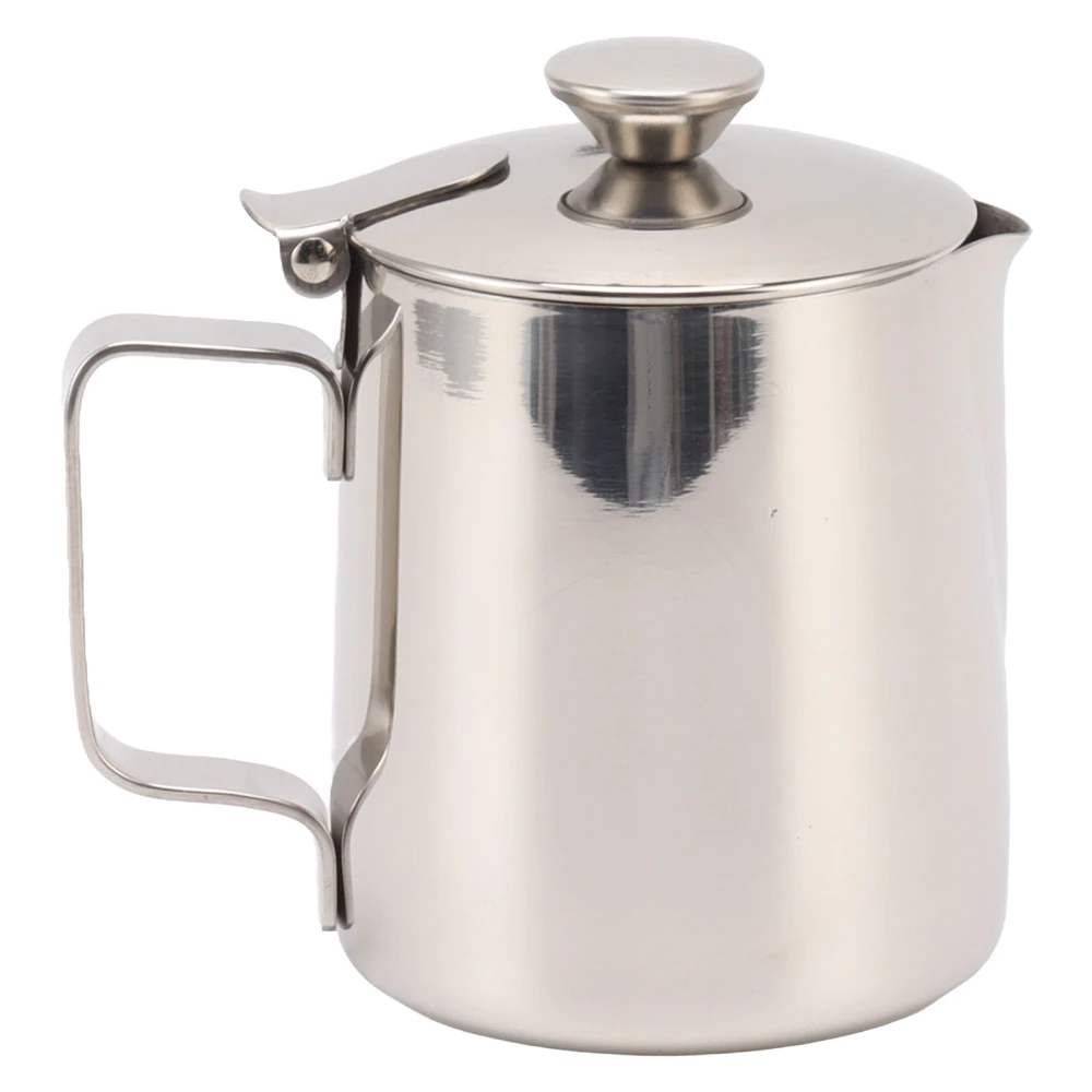 Stainless Steel Milk Frothing Pitcher Cappuccino Pitcher Coffee Foam Container With Lid 350ml