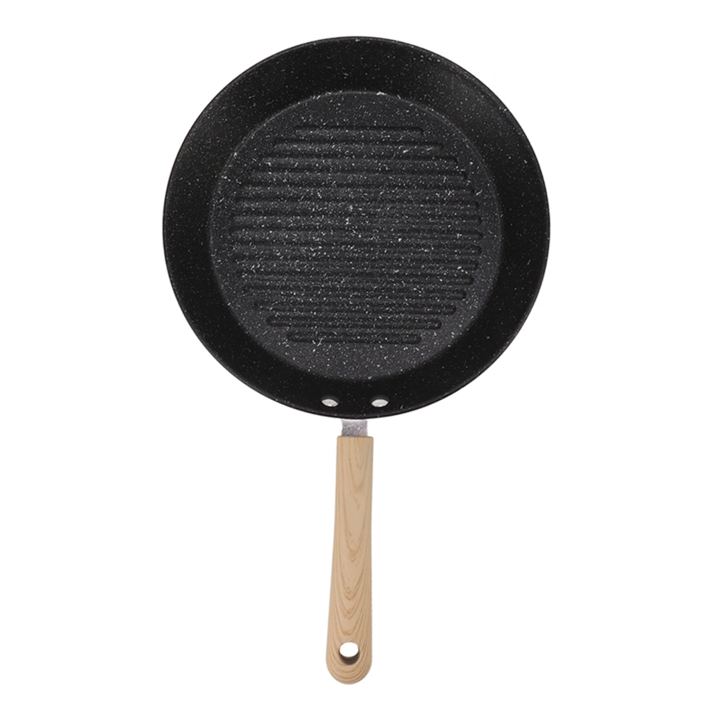 Round Frying Pan Universal Nonstick Flat Bottom Iron Grill Pan for Meat Steak Fish Breakfast