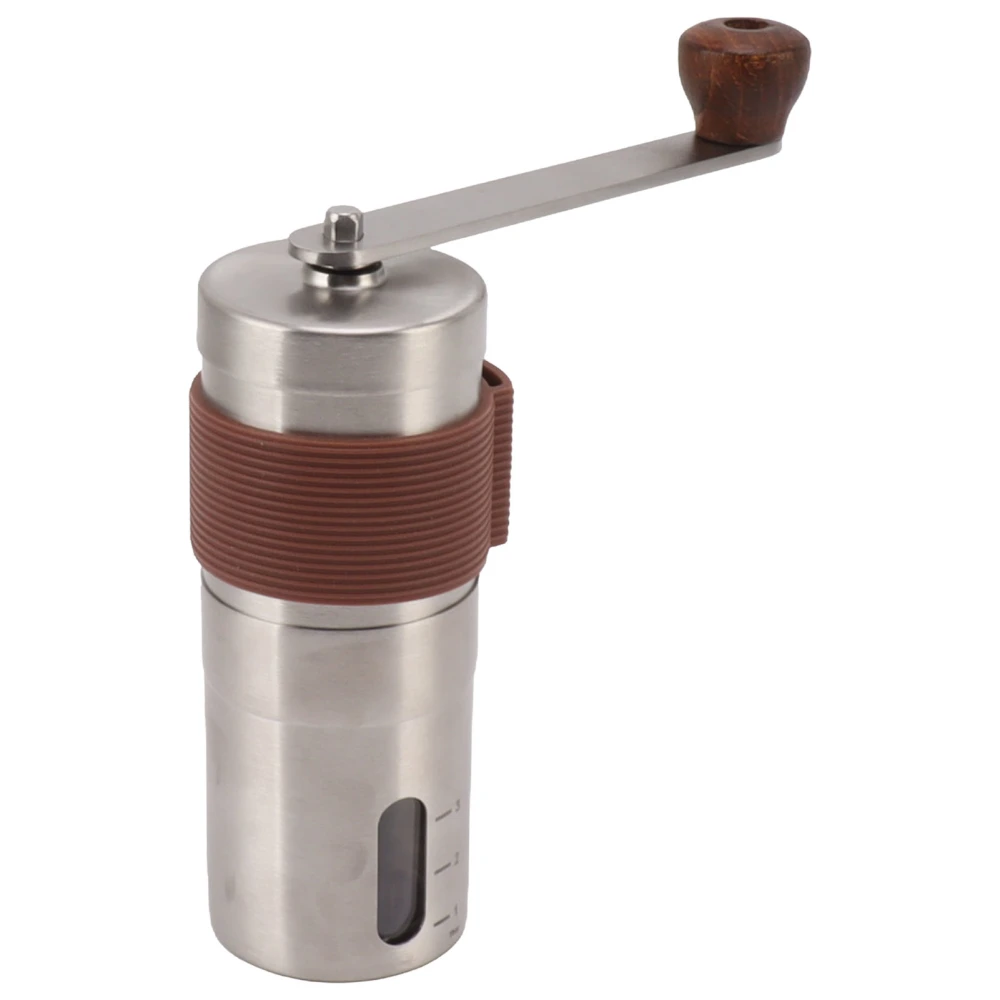 Portable Manual Coffee Grinder Stainless Steel High Hardness Hand Coffee Bean Grinder for Home Office Travel Outdoor Brown