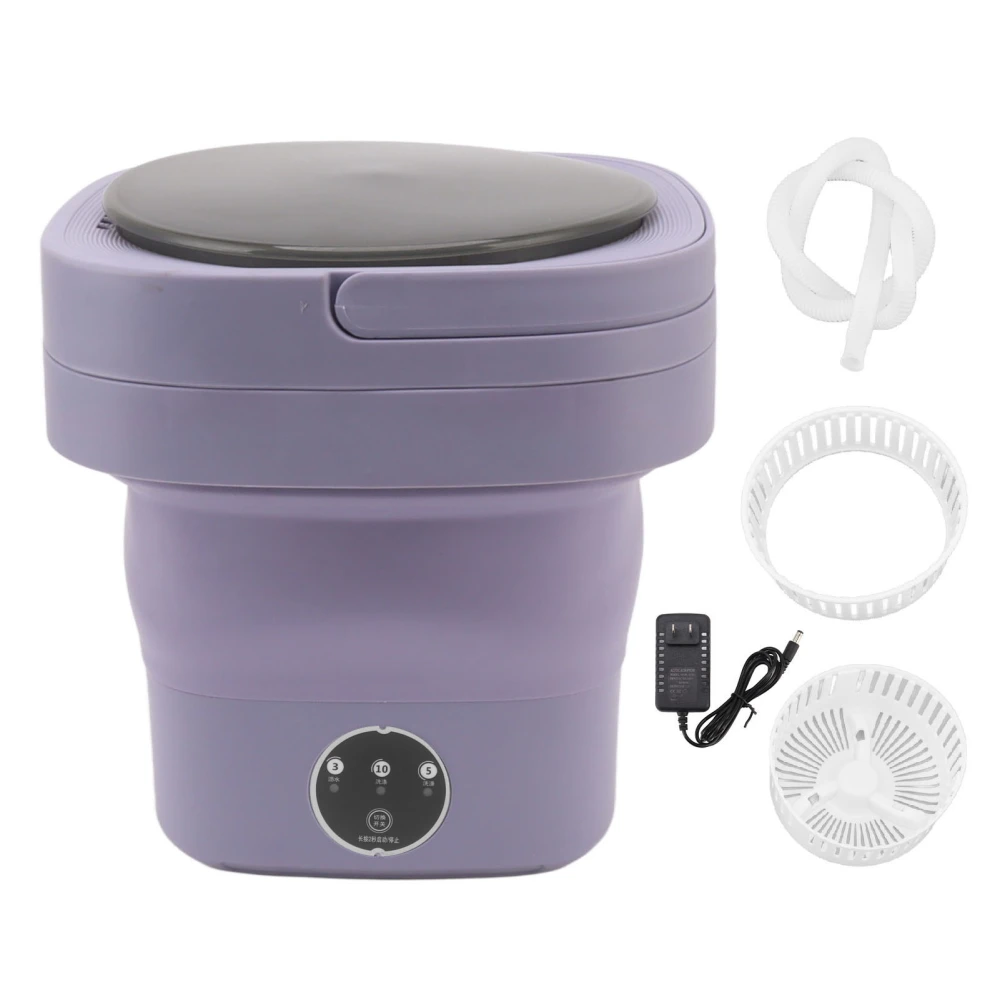 6.5L Washing Machine Simulated Hand Washing Foldable Washer Portable Folding Washer for Underwear Socks US Plug 100‑240V Purple