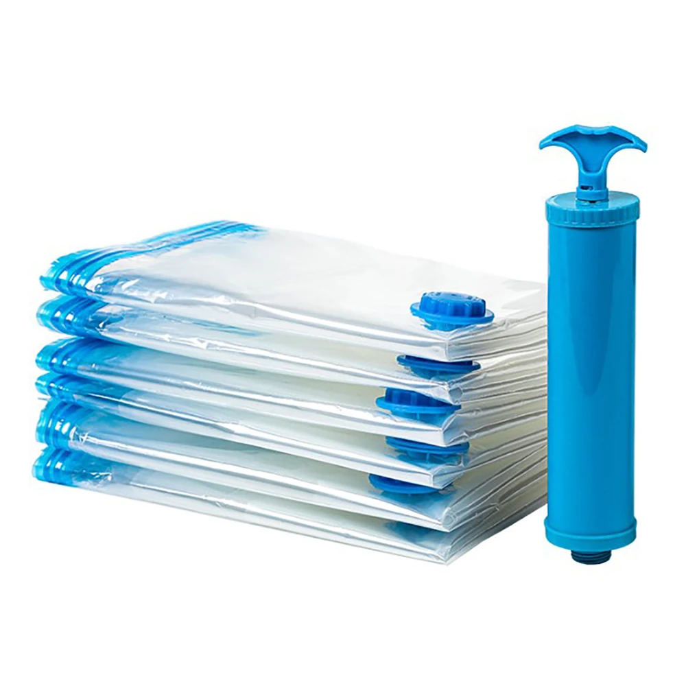 8Pcs Vacuum Compression Storage Bags PE PET Vacuum Seal Storage Bags with Hand Pump 35x50cm