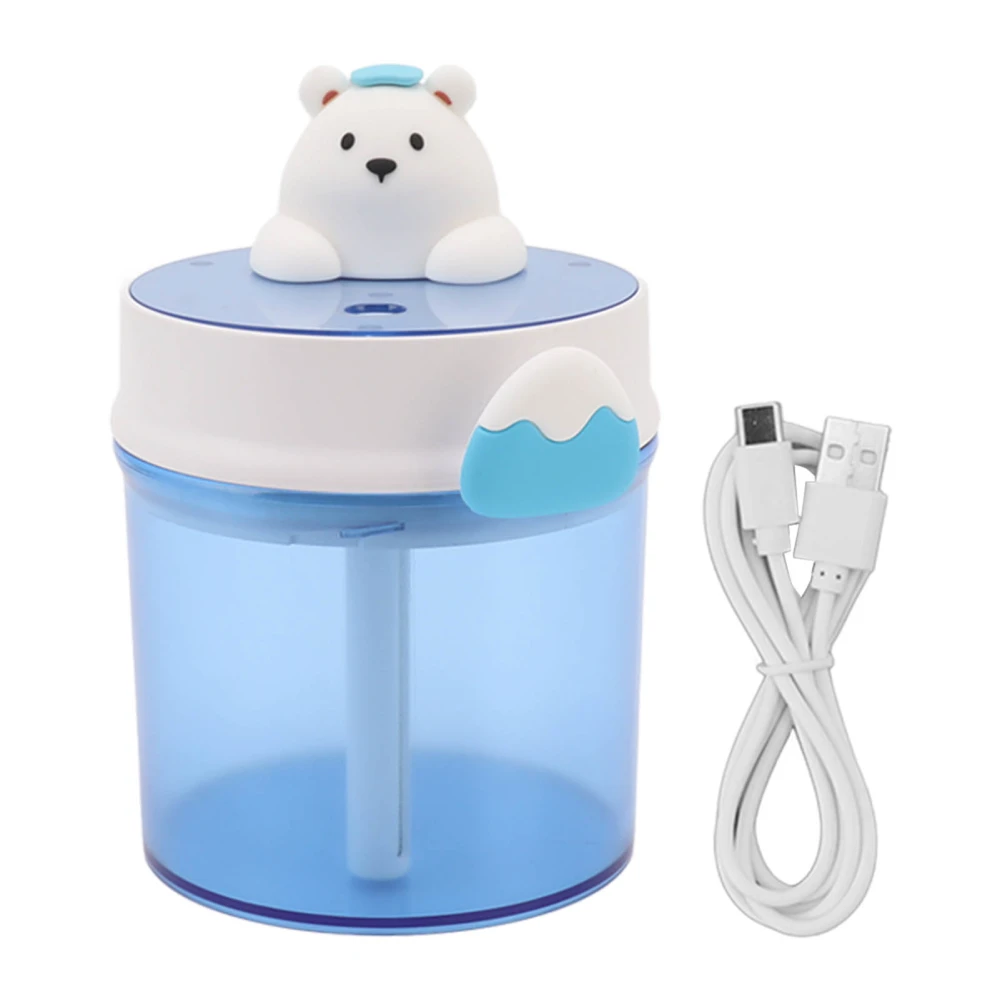 Portable USB Humidifier Cute Bear Shape Large Capacity Ultrasonic Mini Desktop Humidifier for Home Bedroom Blue